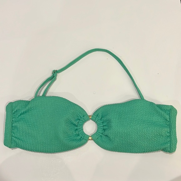 Monday Swimwear Costa Rica Bandeau Swimsuit Bikini Top Green Aloe Crinkle size m - Picture 2 of 5